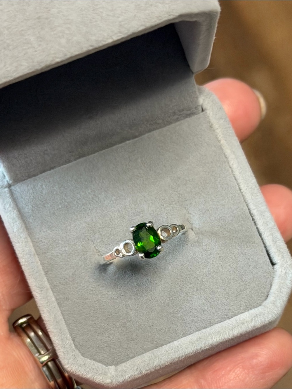 Stunning Genuine Chrome Diopside .92CT in 925 Sterling Silver Ring Sz 6.5